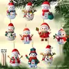 10 Piezas Adornos Colgantes de Madera de Muñeco de Nieve Navideño Set de Fiesta Navideña Decoraciones de Casa Mini con Forma de Árbol Adornos Colgantes