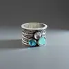 Anillos Apilables de Tres Colores con Piedras Preciosas Talladas Retro Europeos y Americanos de Venta Caliente Transfronterizos, Anillos Personalizados de Nicho de Moda al por Mayor