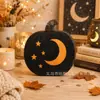 Decoraciones de repisa de chimenea de bandeja escalonada de Halloween sombrero de bruja a rayas pajarita de lunares calabaza adornos decorativos independientes