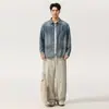 Ropa para Hombre Fengshe / Novedad de Primavera para Hombre Retro Americano Casual Holgada Camisa de Mezclilla Chaqueta Camisa Estilo Japonés para Hombre
