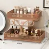Caixa organizadora de cosméticos para mesa de toucador, prateleira para batom e produtos de skincare, rack de armazenamento para lavatório de banheiro