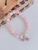 Flores Ricas ~ Pulsera de Morganita Super Rosa para Mujer Primavera Calcedonia Hebilla Pulsera de Cuentas Estudiante Pulsera de Cerezas