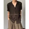 Camisa polo, camisa de punto, cárdigan hueco de manga corta para hombre con cuello de solapa, camiseta estilo vintage old money, venta al por mayor de fábrica transfronteriza de verano