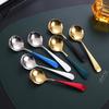 Cuchara Redonda de Acero Inoxidable 304 de Moda Cuchara Coreana Linda para Postre Fruta Mango Corto Sopa para Niños Zhao Zhu You
