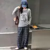 Conjunto Informal para Niñas Primavera y Otoño 2026 Nuevo Estilo Niñas Grandes Moda Estilo Coreano Sudadera con Capucha Estampada Pantalones de Pierna Ancha a Cuadros