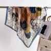 Lenço Quadrado Pequeno de 70cm Lenço de Seda Moda Primavera e Verão Lenço Estampado Xadrez Lenço Profissional Versátil
