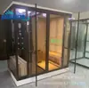 Suministro de sala de sudoración con luz de onda de calor, sala de vapor seca húmeda, tamaño no estándar Cabina de ducha de vapor de pino de hierro