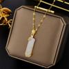 Colar com Pingente de Bambu Dourado de Aço Titânio que Não Desbota Feminino Moderno Popular Mesmo Estilo Simples Elegante Acessível Colar de Luxo