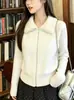 Nuevo diseño de otoño e invierno, suéter de punto elegante y versátil con cuello polo para mujer, chaqueta suéter estilo coreano en stock