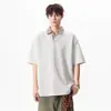 Polo de Manga Corta con Patchwork de Espiga para Hombre, Elegante y de Alta Gama, Manga Corta de Air-Layer, Hombro Normal, Camiseta con Cuello de Solapa Estilo Americano