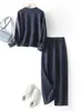 Conjunto completo outono e inverno com suéter esportivo casual calça duas peças jaqueta nova feminina 2024 calça terno casual