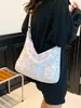 Bolsa Tote de Veludo Estampada Estilo Francês Girly Personalizada Bolsa Transversal de Nicho para Estudantes Bolsa de Ombro Único de Grande Capacidade