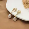 Placa de Incenso Repelente de Mosquitos Sem Furos Indolor Clipe de Orelha de Pérola Brincos Femininos Brincos Novo Simples Elegante Alto Padrão Estilo Longo