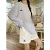 Cocori~Camiseta de Manga Larga a Rayas para Mujer Verano 2025 Bordada Holgada de Longitud Media Blusa Fina Top Exterior