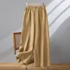 Nuevos pantalones de pierna ancha de algodón y lino estilo chino para mujer, colección de verano 2025, talla grande, corte holgado, casual y diseño recto cropped