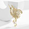 Broche de Pérola de Água Doce Estilo Nacional Indústria Pesada Luxo Garça Elegante Zircônia Versátil Peito Cheongsam Pin Feminino Dinastia Han