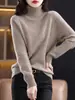 Suministro Directo de Fábrica Suéter de Cuello Alto con Mangas Raglán para Mujer Suéter de Punto Básico Estilo Coreano Suéter de Punto Exterior Holgado Otoño e Invierno