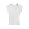 Camiseta feminina Vic, nova camiseta feminina europeia e americana Spice Girls Slim Fit Slimming Color Sólida com decote em V