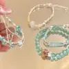 Quatro Estações em Jiangnan ~ Pulseira de Prata com Pedras Naturais Estilo Chinês Moderno para Mulheres, Pulseira Fresca e Elegante com um Toque de Luxo