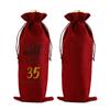 Bolsa de embalaje de vino tinto de lino de imitación de alta gama, bolsa de regalo para fiesta de cumpleaños, champán, bolsa con cordón, funda para botella de vino