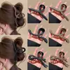 Pinza para el pelo linda estilo coreano en color café, nuevo modelo 2026, pinza de garra con lazo para mujer, pinza para el pelo de tiburón floral de otoño e invierno