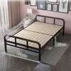 Cama plegable para descanso del almuerzo, cama individual con base de madera maciza, cama individual doble simple de hierro para el hogar con tablero duro reforzado