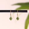 Brincos Gancho de Jade Hetian Natural para Mulheres Prata 925 Banhados a Ouro Brincos Antigos Elegantes Brincos Versáteis Brincos de Alta Qualidade