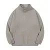 Sudadera de forro polar estilo japonés para hombre transfronteriza, nueva colección otoño/invierno 2026, con forro de forro polar añadido, cuello alto, frente medio abierto abotonado y diseño de jersey