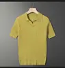 Polo de punto de manga corta para hombre, camiseta coreana ajustada de seda helada de color puro, informal, con solapa y media manga, para verano