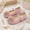 Zapatos Mary Jane Florales Multicolor para Niñas para Actuaciones de Vestir y Uso Diario, Zapatos Planos para Niñas con Flor 3D de Diamantes Brillantes