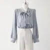 Camisa Francesa Retro con Lazo, Nuevo Top de Otoño para Mujer, Gama Alta, Profesional, Elegante, Camisa de Manga Larga