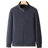 Chamarra de forro polar para hombre, otoño e invierno, cuello alto, simple y elegante, con estampado de montaña pequeño, cuello alto estilo americano, sudadera con cremallera, al por mayor