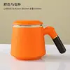 Taza Personalizada con Tapa, Vaso de Agua para Oficina, Taza con Separador de Té, Taza de Cerámica, Regalo para Negocios en Casa, Logo
