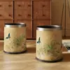 Cubo de Basura de Cuero Alto Valor Estético Hogareño Sala de Estar Lujo Ligero Gama Alta Estilo Americano Estilo Antiguo de Mediana Edad Cubo Sanitario Basura Grande para Dormitorio