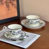 Plato Llano de Cena, Bol para Arroz, Taza de Café con Platillo, Vajilla, Plato para el Hogar, Plato para Filete, Juego para el Té de la Tarde, Estilo Francés Azul y Blanco, Pieza de 8 Pulgadas