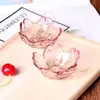 Tigela de Óleo Essencial Estilo Japonês Flor de Cerejeira Borda Dourada Salão de Beleza Spa Prato de Vidro Transparente Tigela para Misturar Óleo de Massagem Gua Sha Saúde