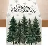 Corredor de mesa temático de Natal, best-seller transfronteiriço, poliéster, impressão de alta definição, pinheiro, rena, cena de neve, corredor de mesa para decoração de feriados para uso doméstico