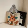 Nova Bolsa de Ombro com Estampa de Cachorro de Desenho Animado Grande Capacidade Coração de Menina Estudante Comutador Tela Fofa Tendência Bolsa Feminina