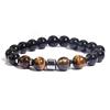 Comercio exterior nueva moda europea y americana pulsera de obsidiana de 10 mm pulsera de piedra ojo de tigre para hombre joyería al por mayor
