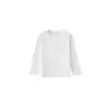 (Algodón Puro Peinado Denso 210g) Camiseta de Color Puro para Niños de Manga Larga Cuello Redondo Ligero Versión en Blanco para Niños y Niñas