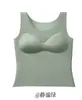 Camiseta Regata Básica de Verão Longa Sem Mangas Seamless com Alça Larga Fixa nos Ombros Copas Fixas Sem Deslocamento Modeladora da Cintura Justa Versátil Roupa Íntima