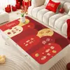 Tapete Vermelho para Mesa de Centro, À Prova d'Água e de Óleo, Toalha de Mesa Sem Lavagem, Tapete Festivo de Mesa de Jantar para Ano Novo, Toque de Luxo Leve e de Alta Qualidade, Tapete Protetor de Mesa