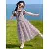Conjunto Exquisito de Verano para Niñas 2026 Nuevo Verano Moda Elegante Infantil Conjunto de Falda Vestido Largo de Verano para Niñas