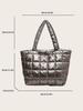 Bolsa de ombro acolchoada xadrez Nova outono e inverno 2023 bolsa tote xadrez macio de grande capacidade moda estilo ocidental para mulheres