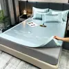 Juego de Tres Piezas de Alfombrilla de Seda de Hielo de Color Sólido de Gama Alta, Alfombrilla Plegable Fresca de Verano Lavable para Aire Acondicionado, Alfombrilla de Alta Densidad