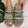 2026 Nuevas Chanclas de Estilo Étnico Europeo y Americano de Talla Grande con Suela Gruesa para Mujer, Chanclas de Playa Casuales y Cómodas con Punta Abierta en Azul