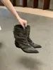 Botines de Tacón Grueso para Mujer Otoño Invierno 2026 Nuevos Botas de Moda Estilo Coreano Punta Fina Botas de Moda Estilo Europeo y Americano Botas Ceñidas con Fruncidos para Adelgazar