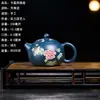 Fábrica Original em Yixing, Bule de Argila Roxa Totalmente Feito à Mão, Bule de Argila Roxa Argila Vermelha de Mina de Carvão Pequena de Minério Original, Bule Xishi Totalmente Feito à Mão