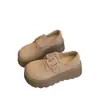 Zapatos Pequeños de Cuero Estilo Británico Tacón Grueso Negro 2026 Nuevo Otoño/Invierno para Personas Bajas Par que Aumenta la Altura con Faldas Mocasines de Suela Suave