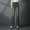 Otoño 2030 Pantalones de Mujer de Cintura Media con Microbota para Madres Lujo Ligero Tacto de Gama Alta Jeans Acampanados Pantalones Largos Talla Grande Bordado Versátil